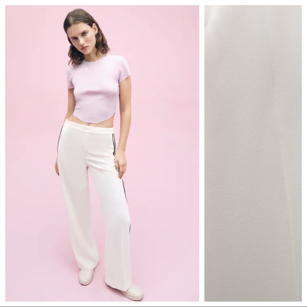 NWT. Zara Ecru Flowy High-waisted Trousers Size M. - Picture 5 of 12